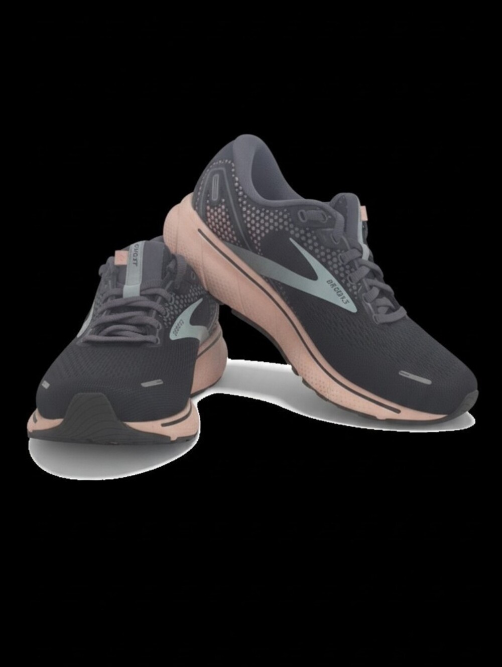 Brooks Women’s Ghost14 Running Shoes - Black with Peach & Mint